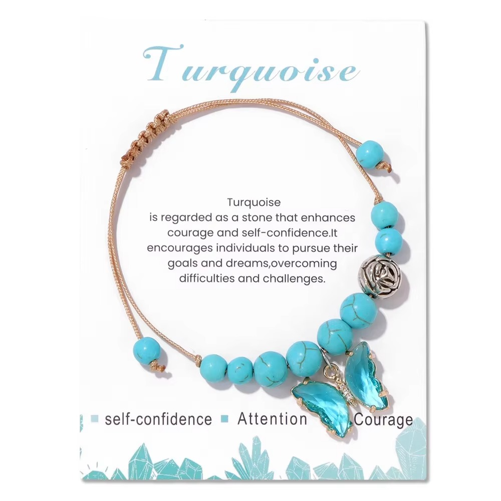 Butterfly Charm Turquoise Bracelet - Protection & Good Fortune