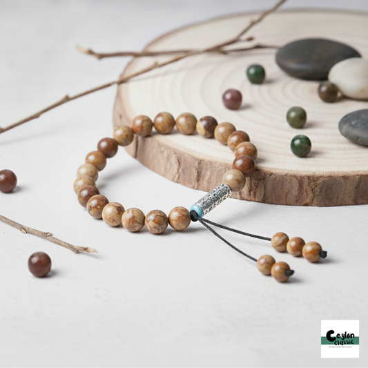 Earth Traveler Picture Jasper Charm Bracelet - Harmony & Comfort