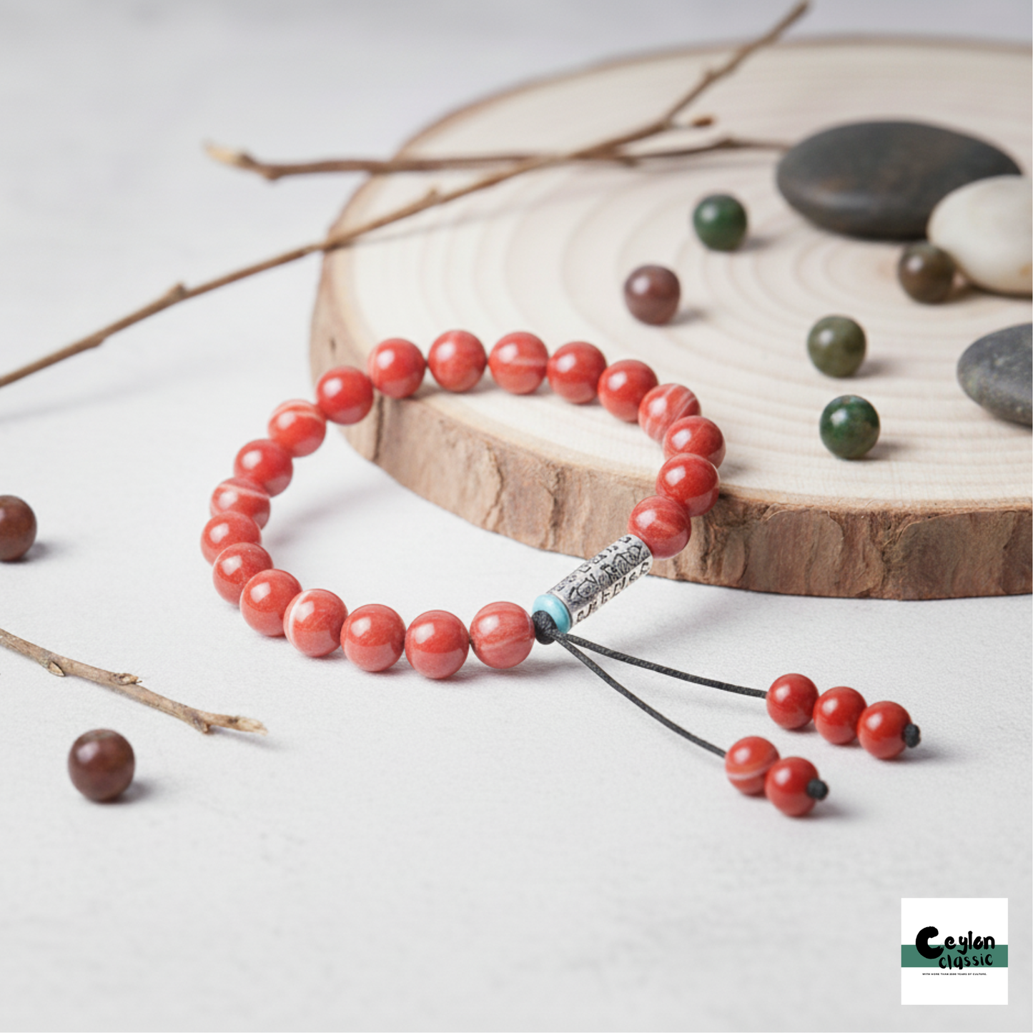 Earth Traveler Red Stripe Agate Charm Bracelet - Vitality & Passion