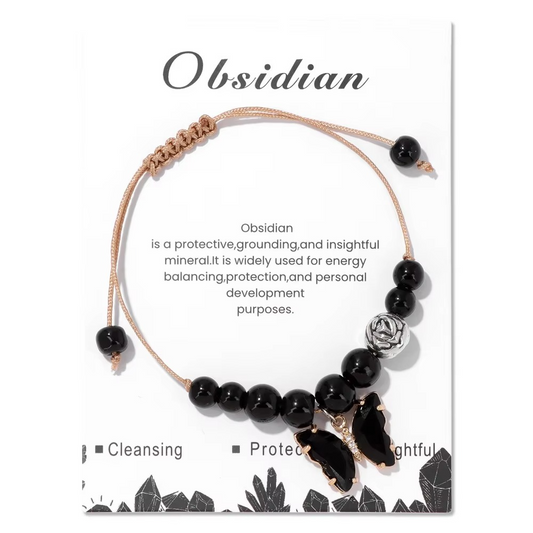 Butterfly Charm Obsidian Bracelet - Protection Against Negativity