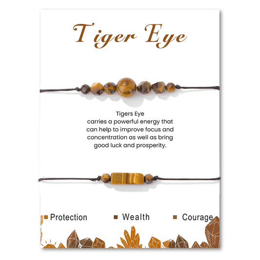 Duo Intention Tiger's Eye Braided Bracelet - Focus & Drive